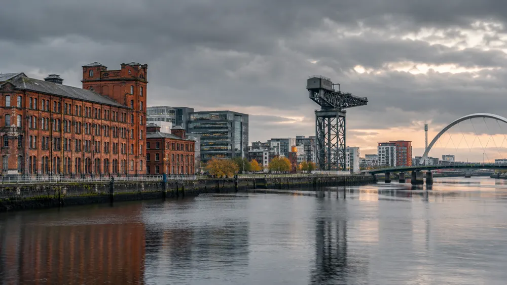 Industrial and commercial buildings beside the River Clyde in Glasgow